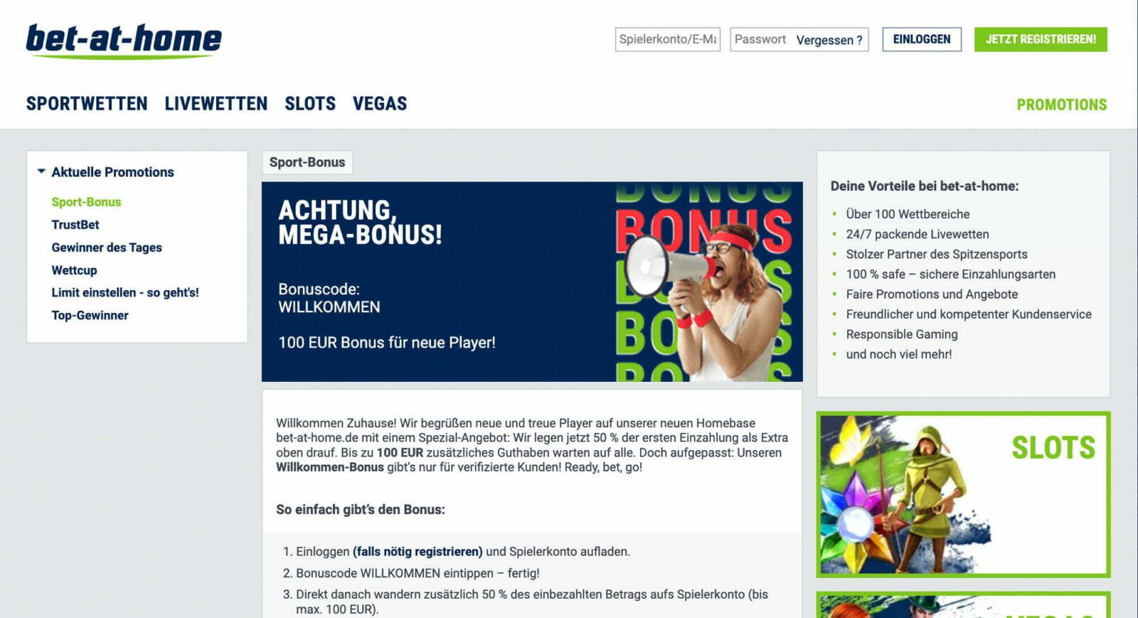 Bet at Home Sportwetten Bonus