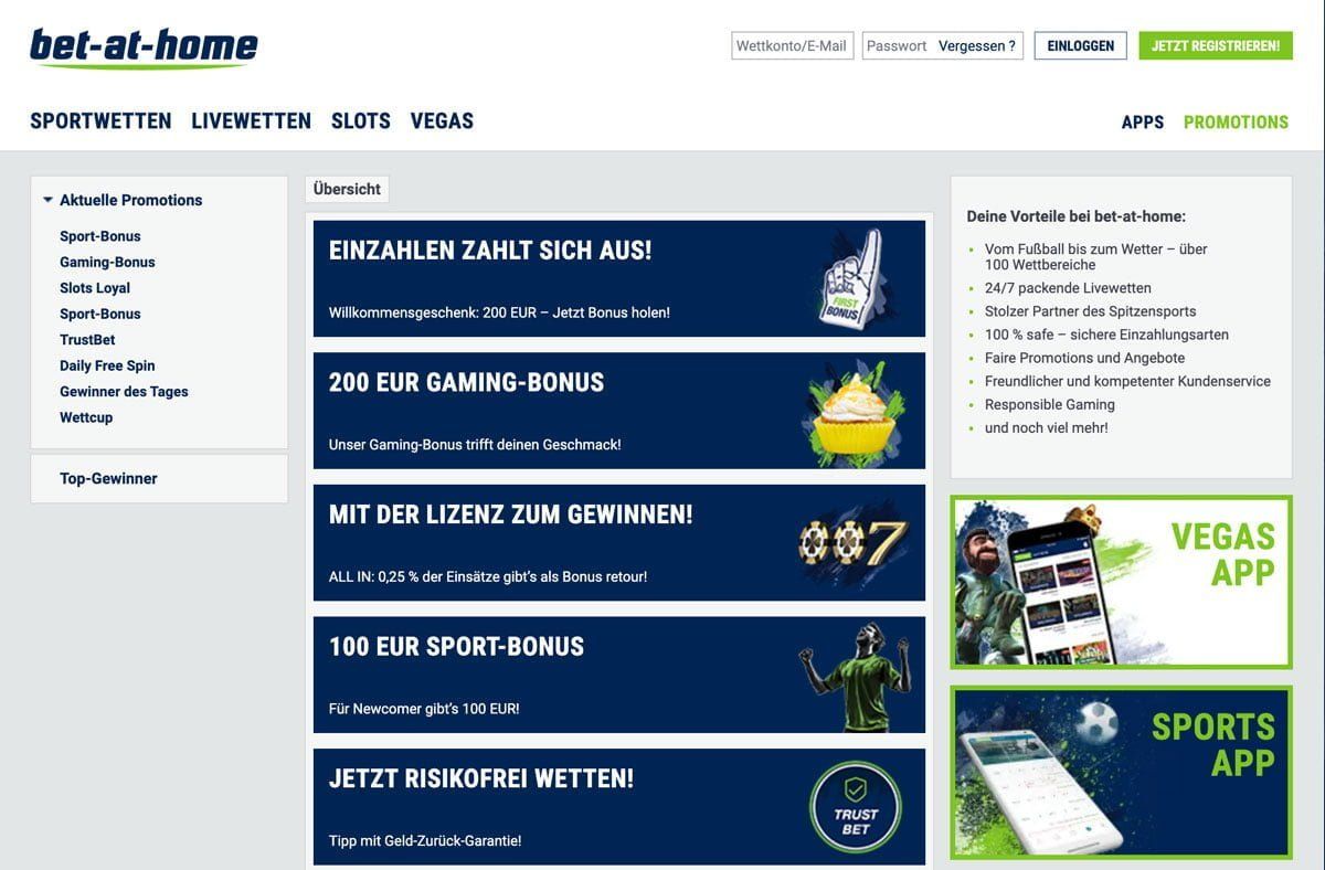 Bet at Home Bonus Aktionen