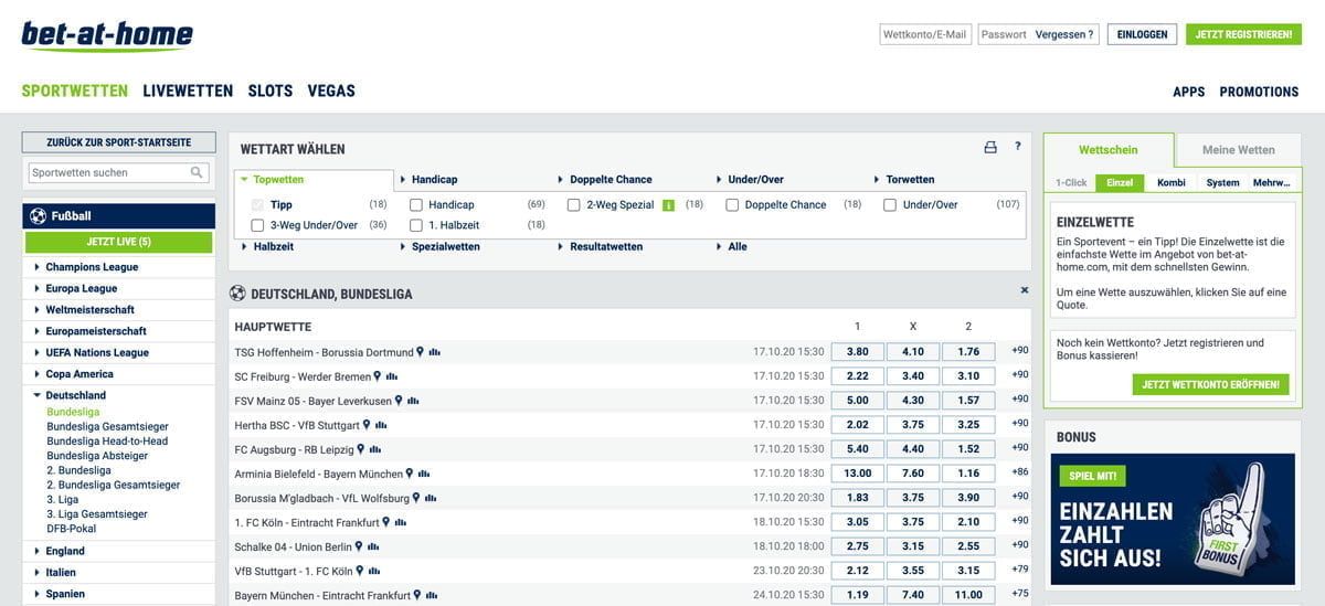 Bet at Home Bundesliga Wetten