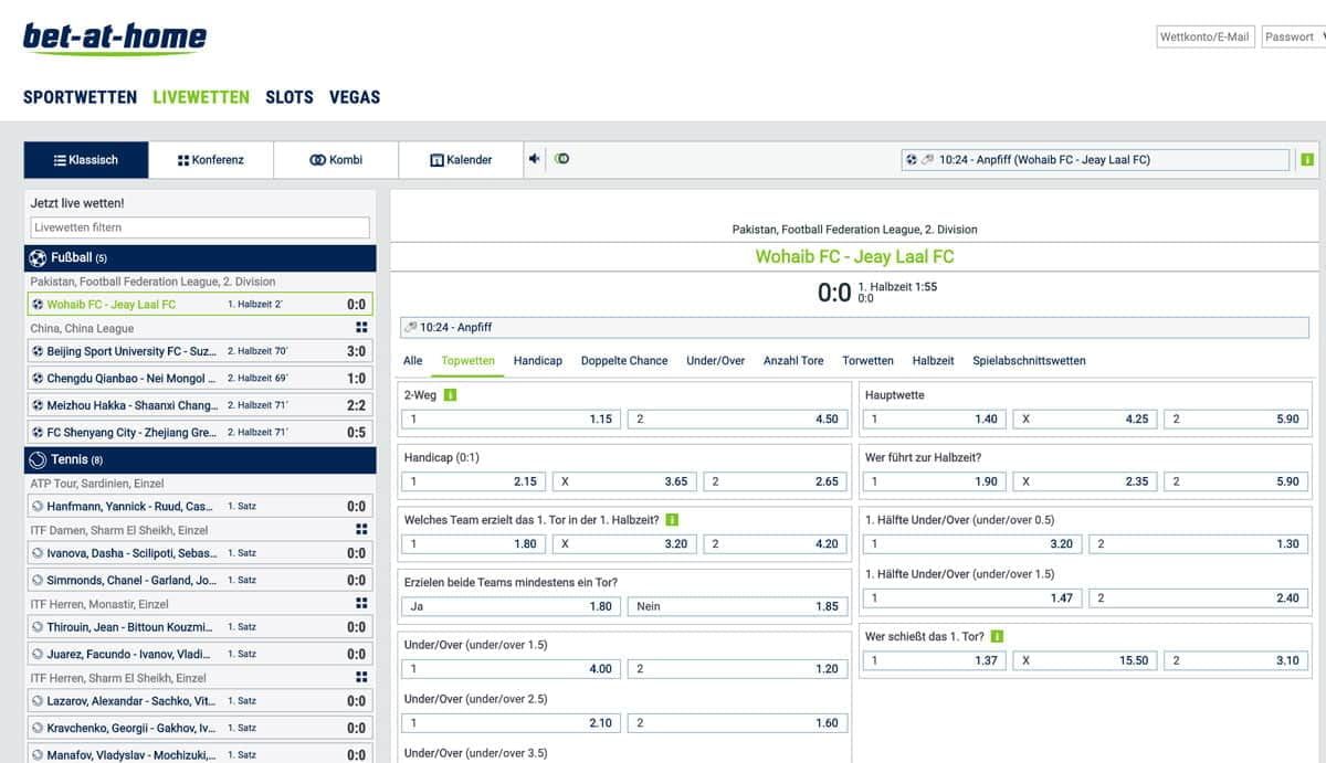 Bet at Home Live Wetten