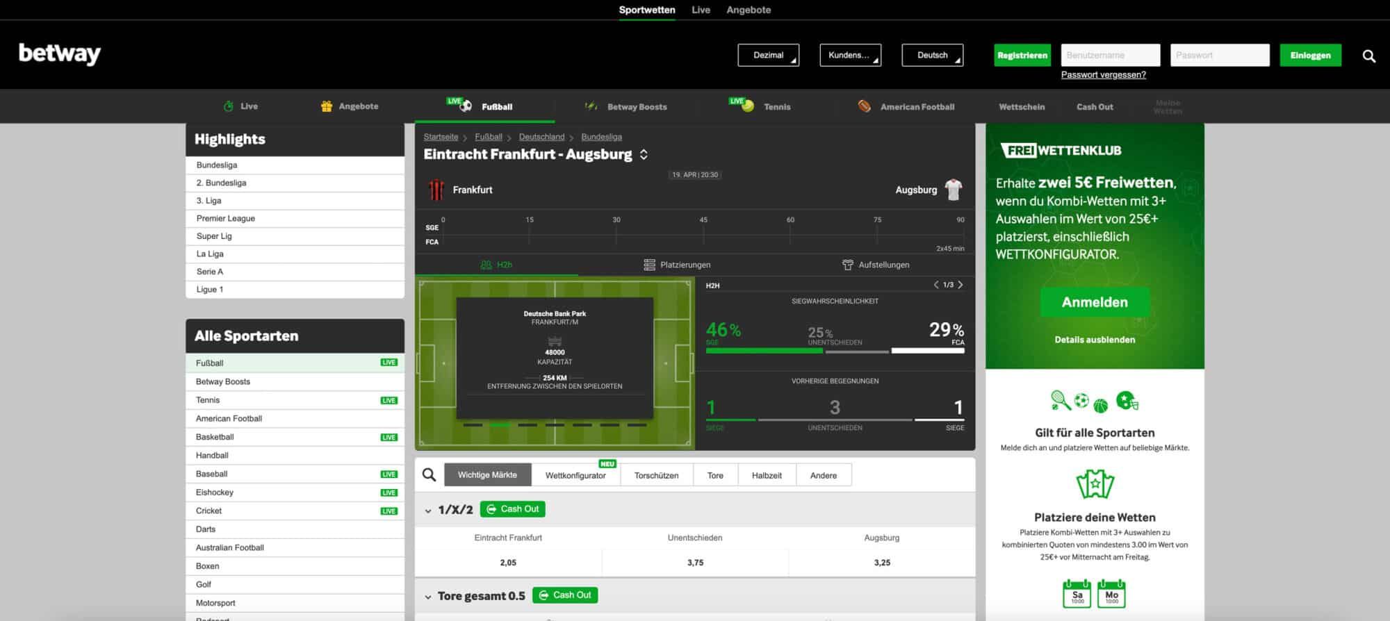 Betway Bundesliga Wetten