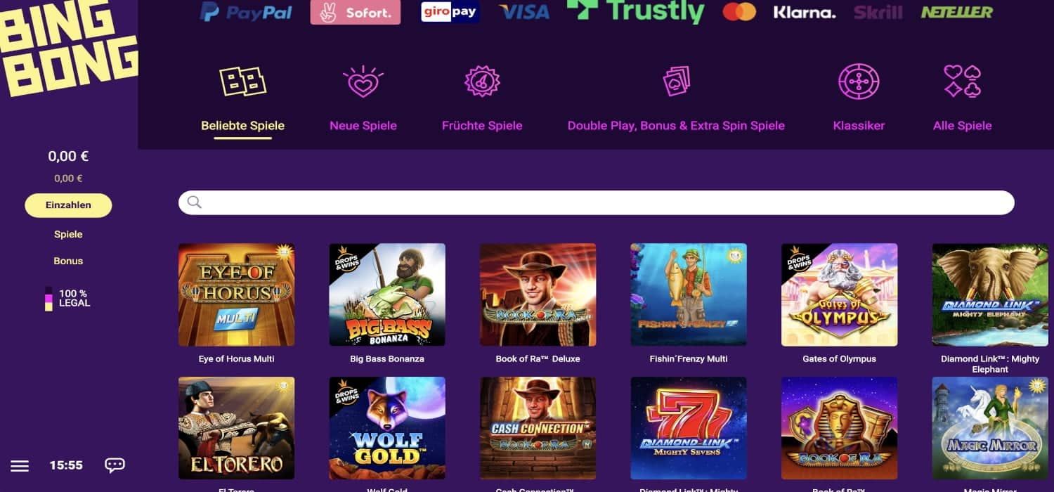 BingBong Spielothek Beliebte Slots
