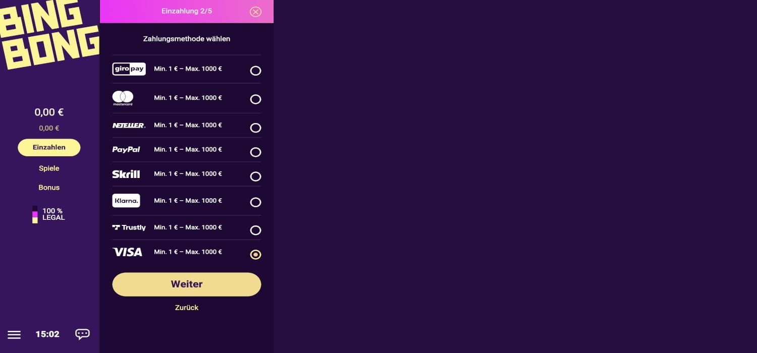 BingBong Spielothek Einzahlen