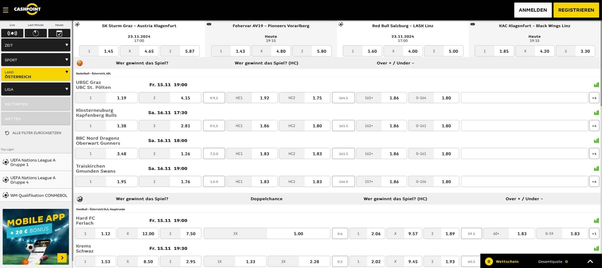 Cashpoint Sportarten