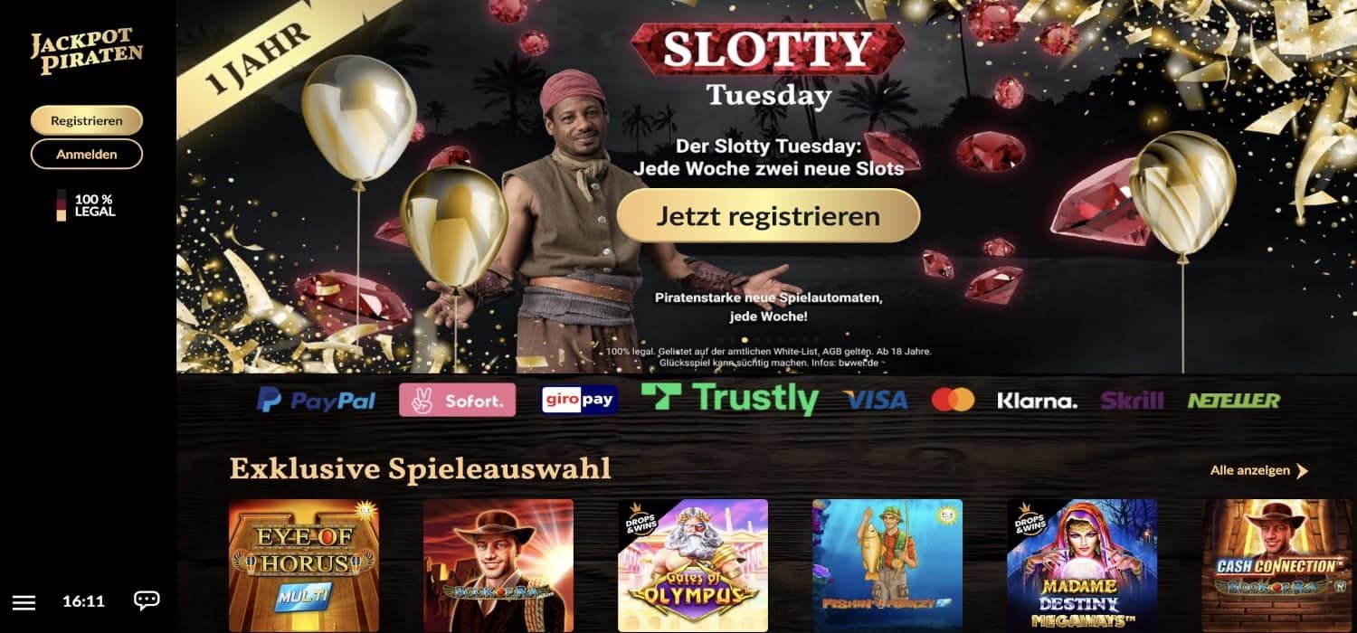 Jackpotpiraten Casino Lobby