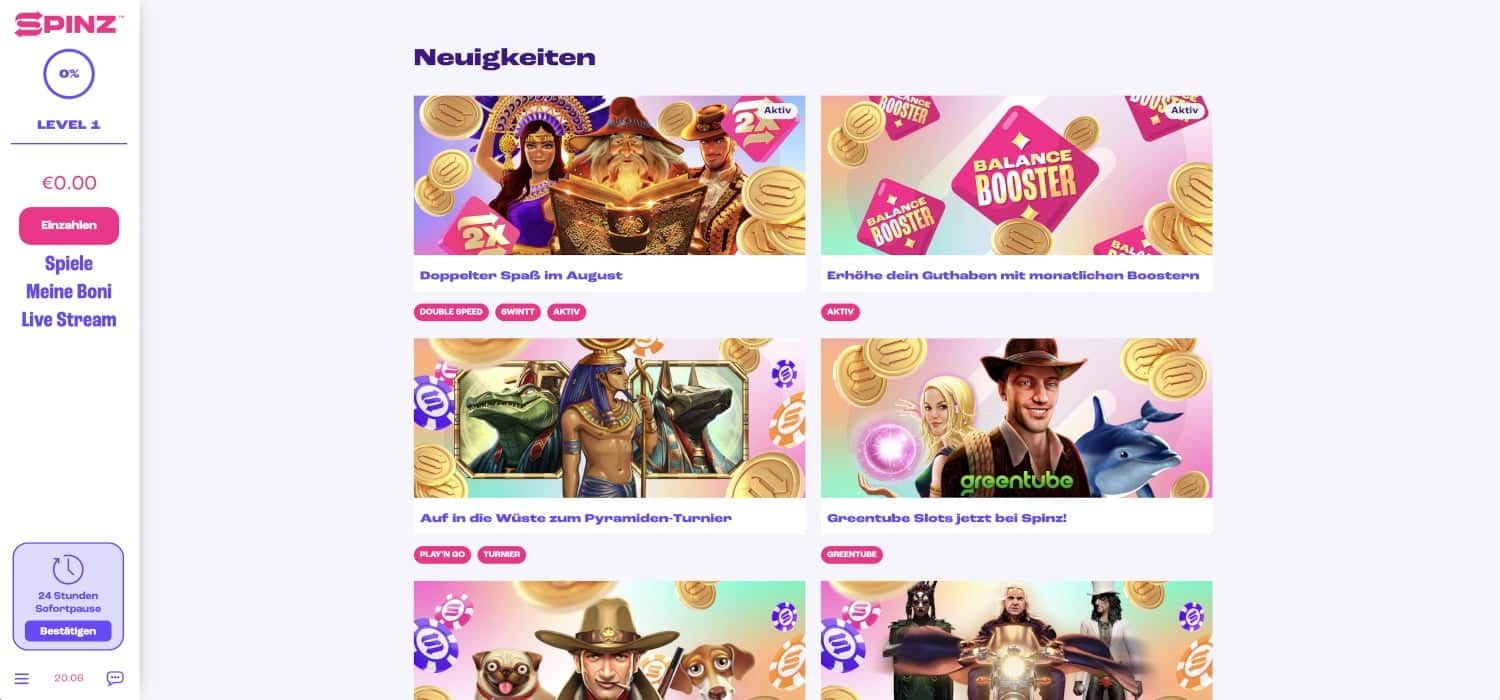Spinz Bonus Aktionen