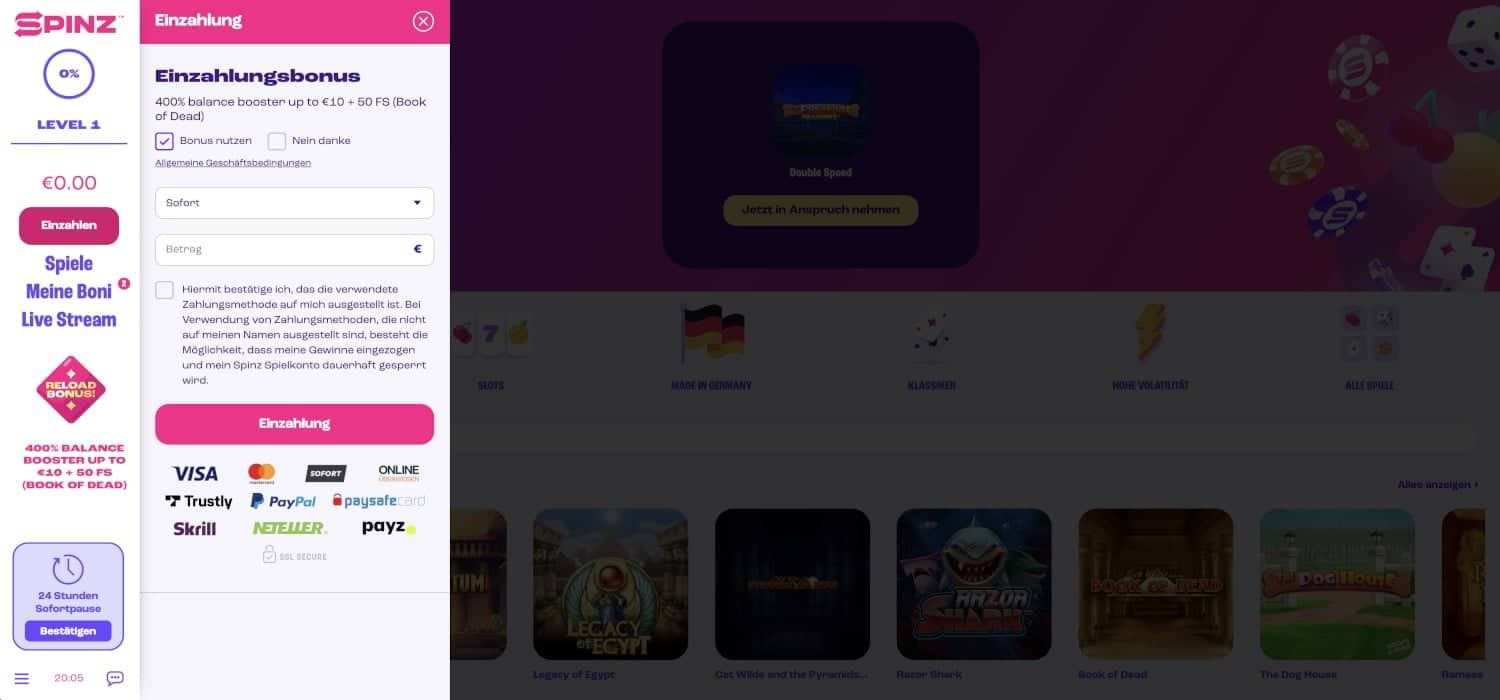 Spinz Zahlungen