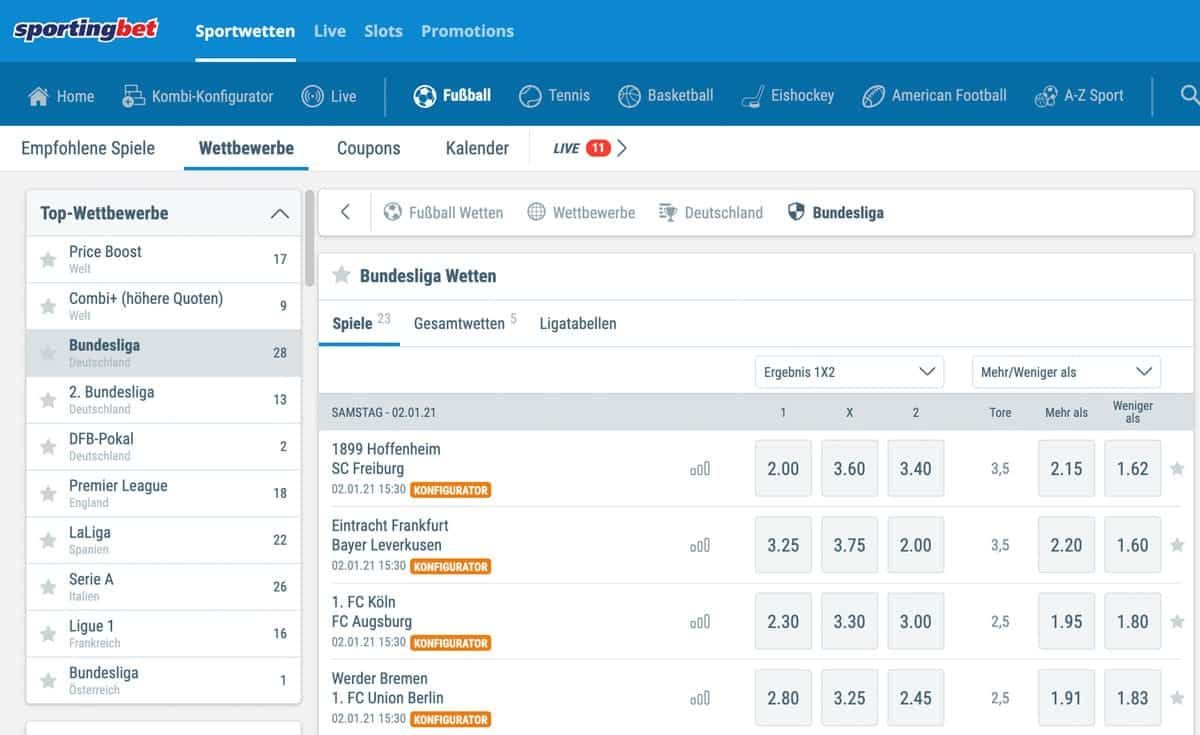 Sportingbet Bundesliga Wetten
