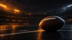 American Football vor einer abstrakten Stadionsilhouette